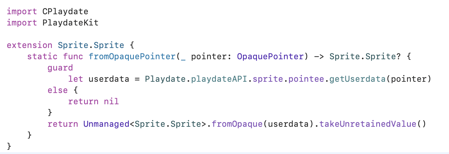 PlaydateKit code screenshot